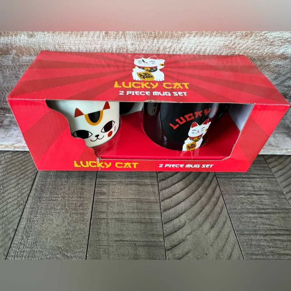 MAD Engine- Lucky Cat 2-Piece Mug Set (NEW)